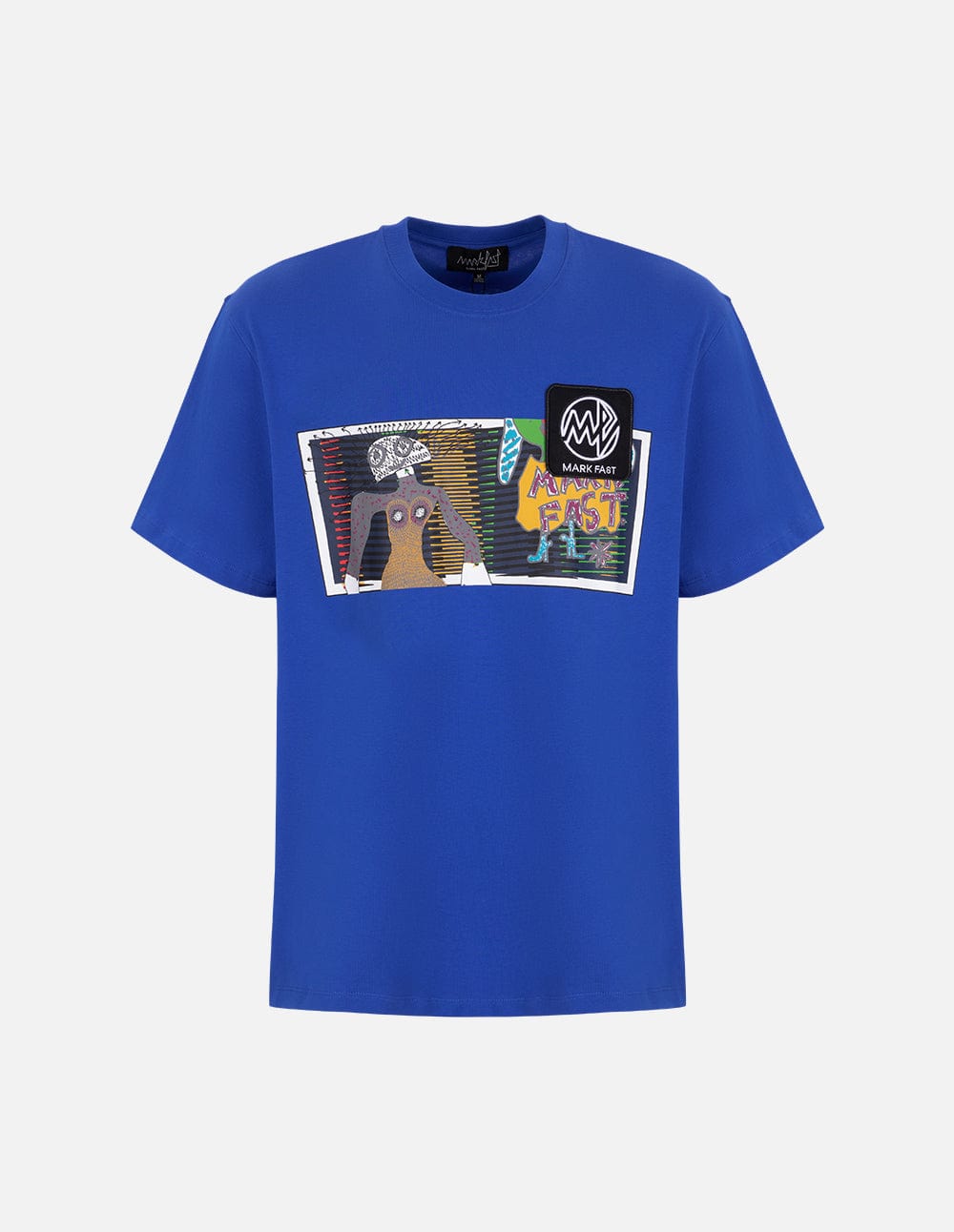 Men's Blue Crew Neck Printed Cotton T-Shirt