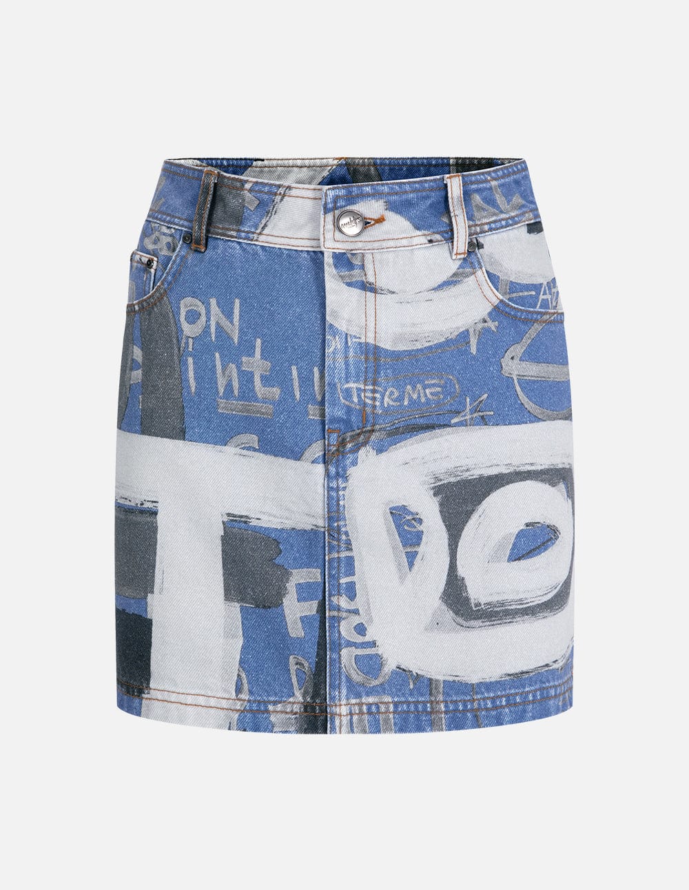 Ladies Recycled Graffiti Denim Skirt