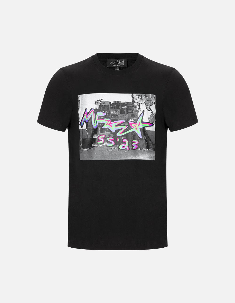 Men's Black Cotton Crew Neck Printed T-Shirt