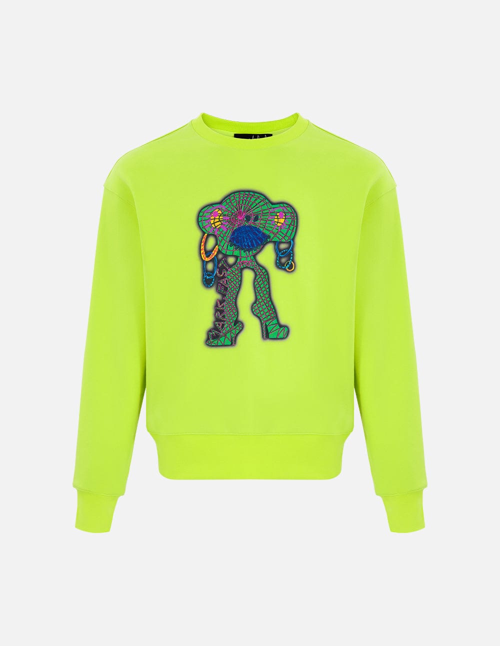 Unisex Style Fluorescent Green Cotton Print Sweatshirt