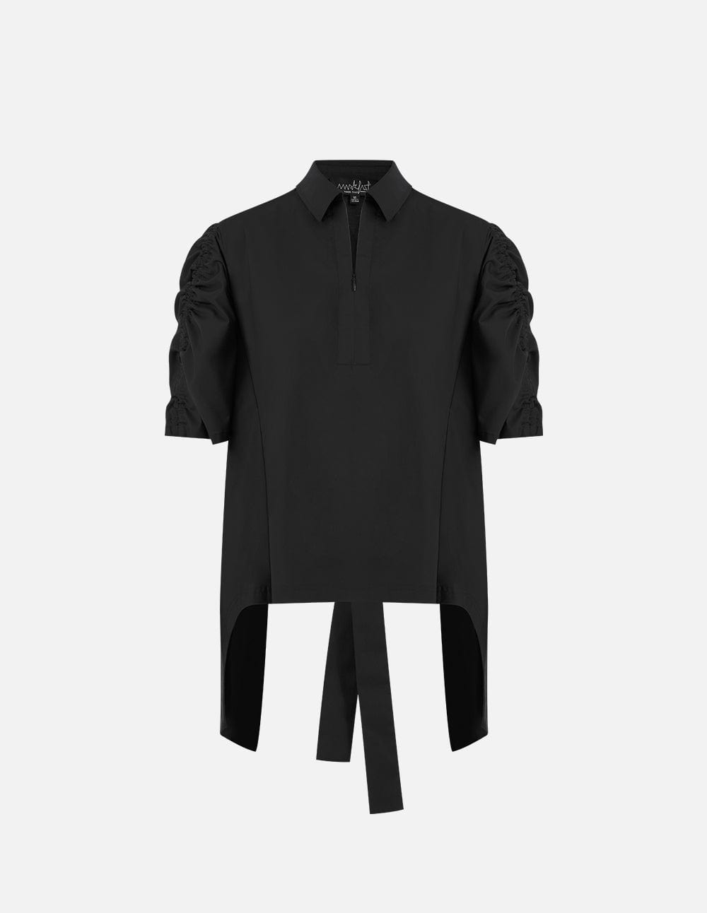 Women's Black Lace-Up Ruched Top