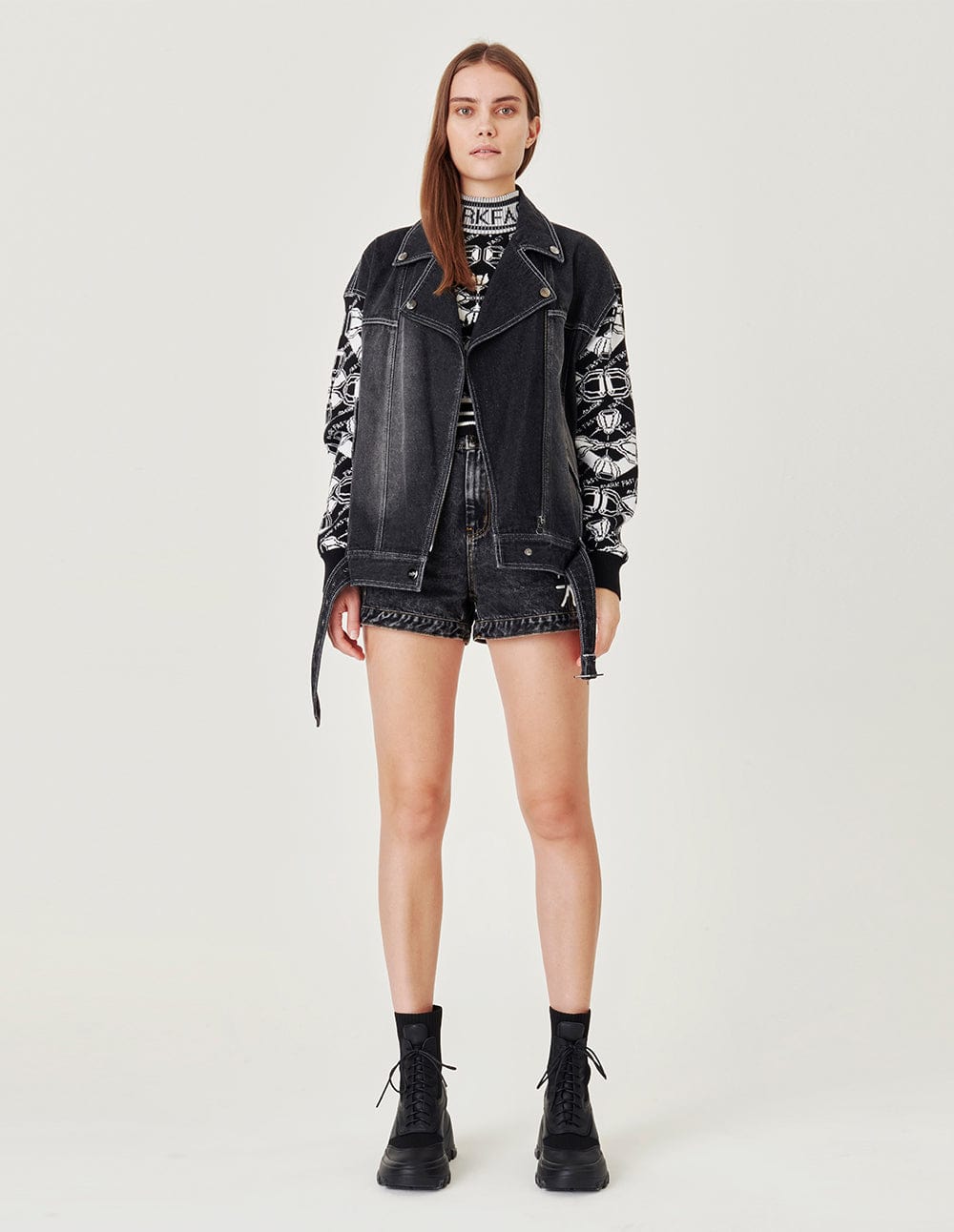 Couple Jacquard Knitted Denim Jacket