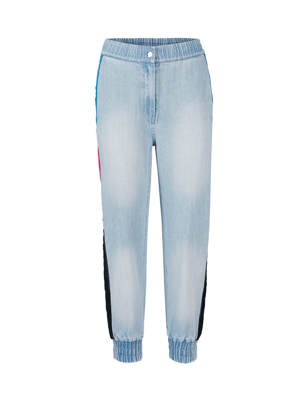 Women Down Fabric Patch Denim Jogger Jeans