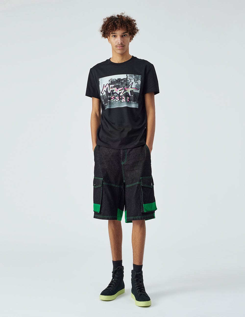 Men's Workwear Contrast Panel Denim Shorts