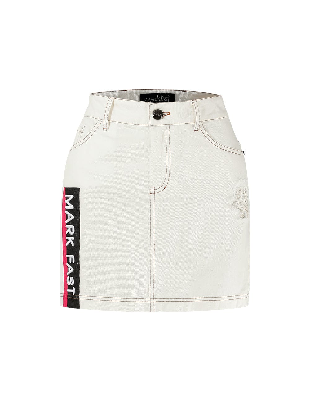 Women Printed And Embroidered Washed Denim Skirt