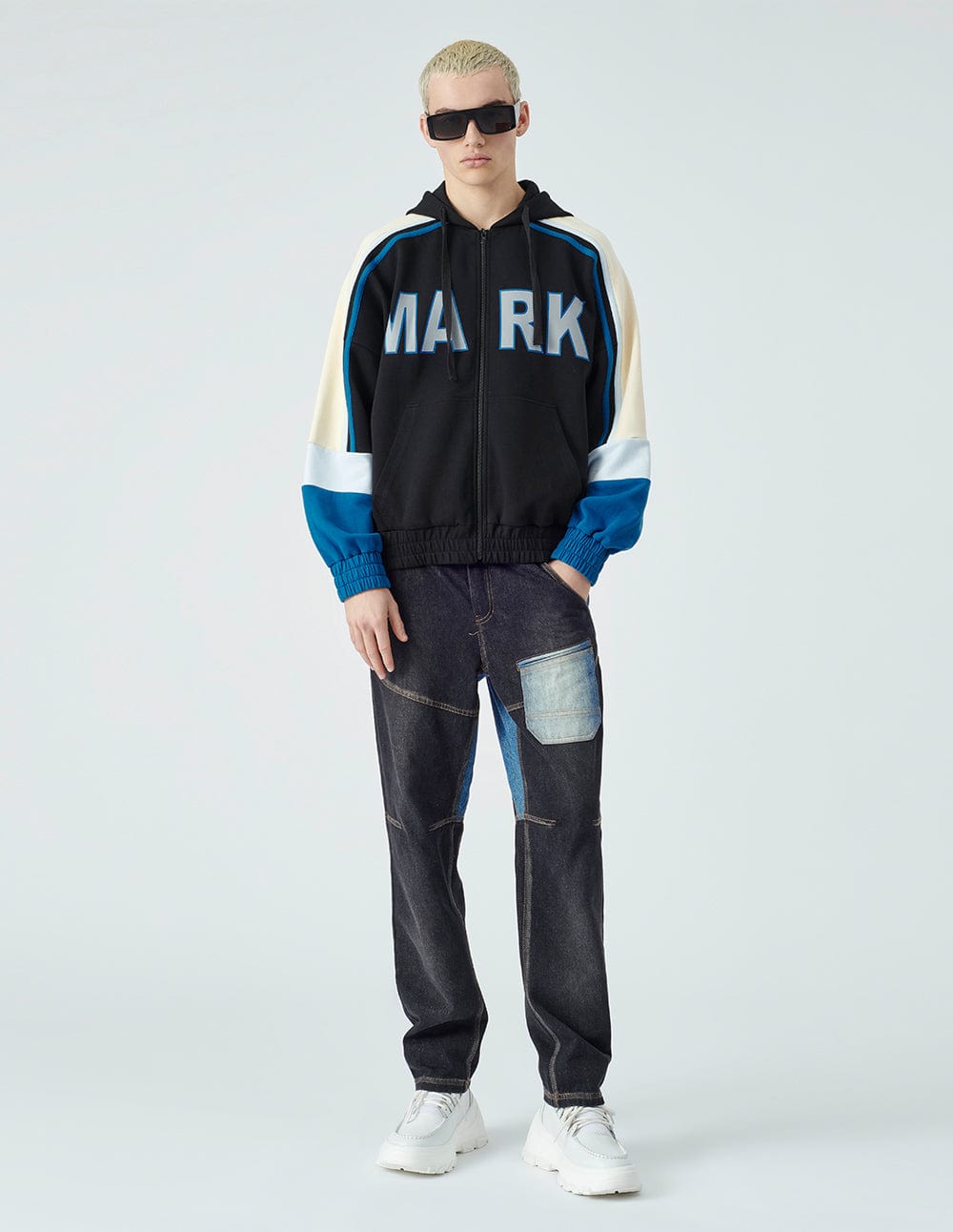 Unisex Hooded Print Zipper Jacket