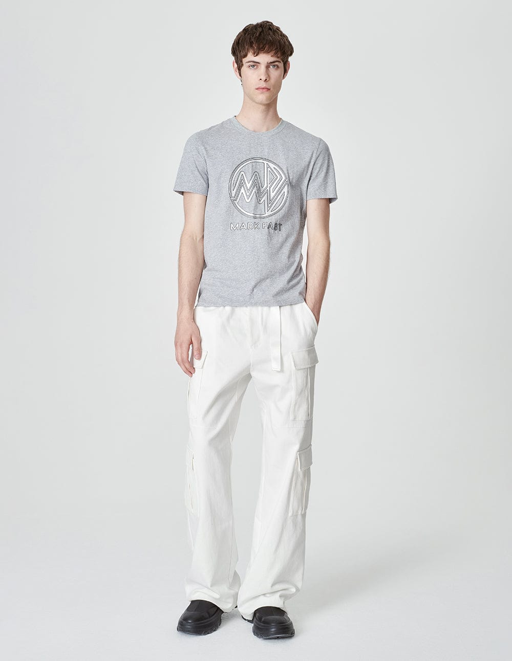 Men's White Workwear Wide Leg Pants