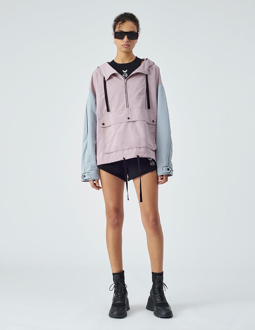 Unisex Hooded Colour-Block Sports Jacket