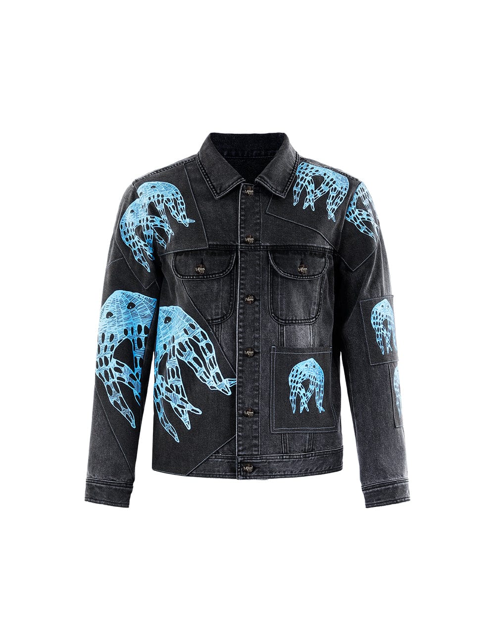 Men Printed Patch Denim Jacket