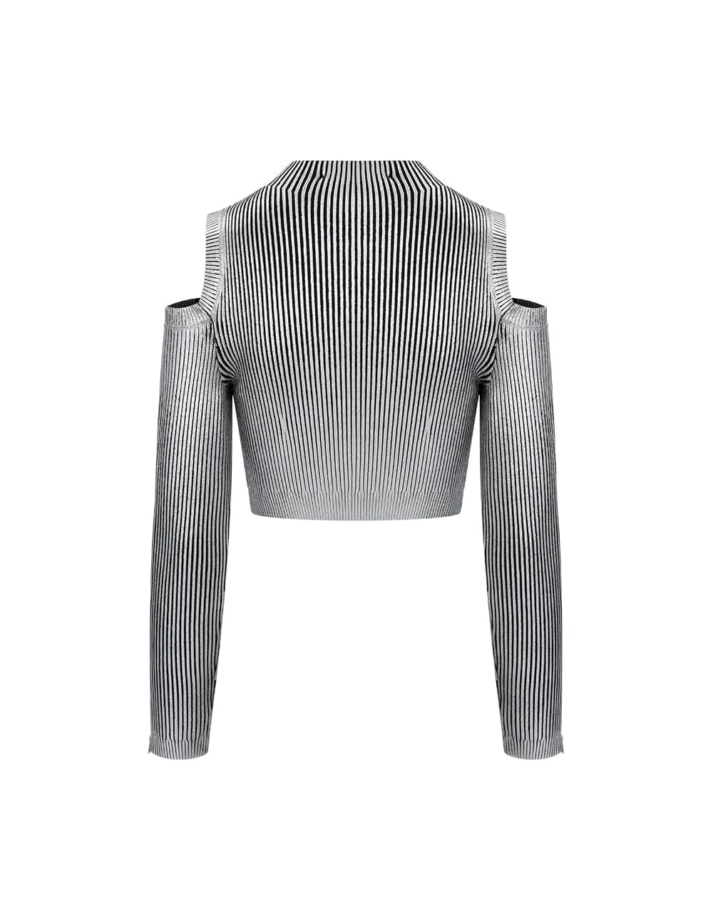 Womens Hot Silver Off-Shoulder Knit Sweater