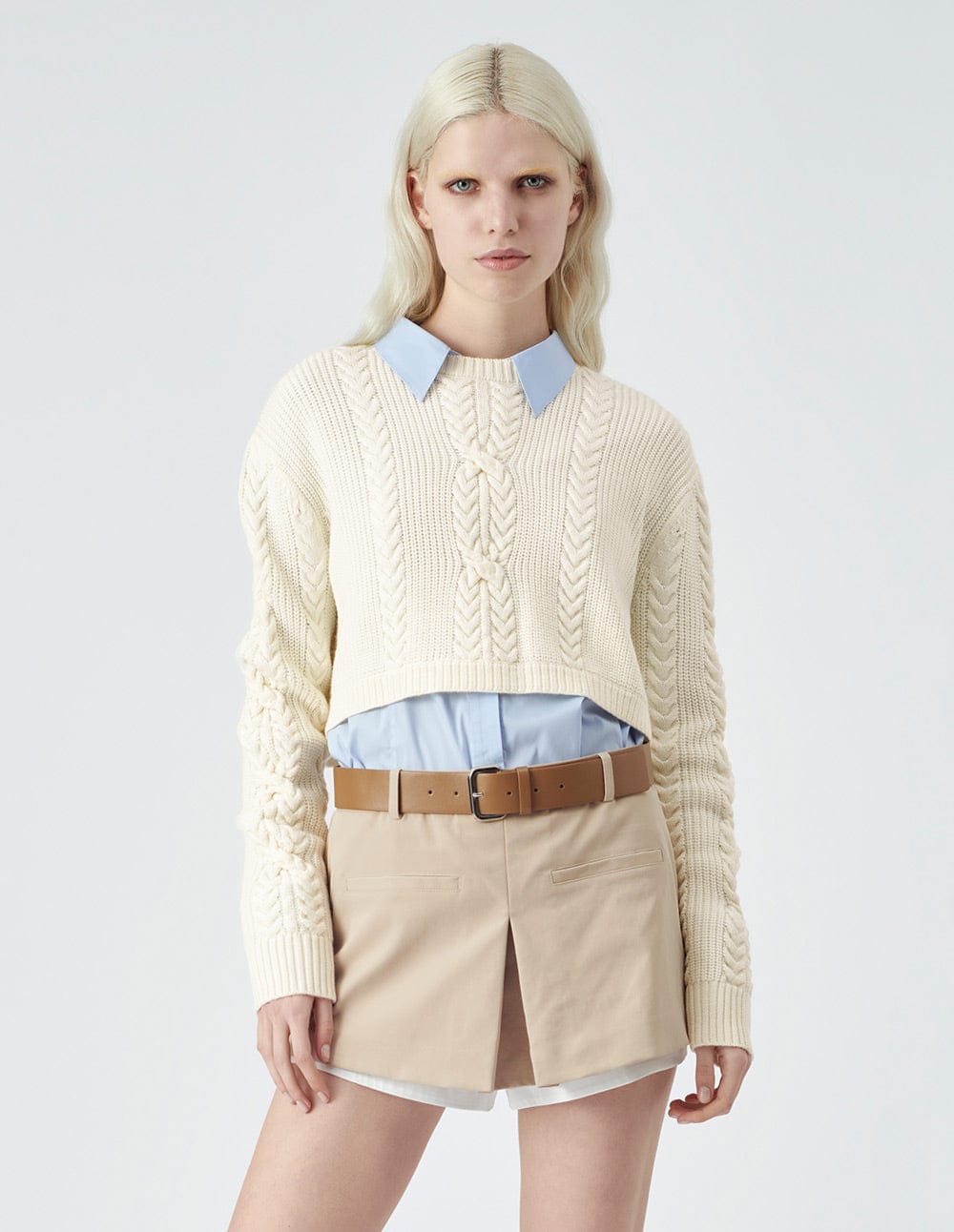 Women's Off-White Cropped Pullover Sweater