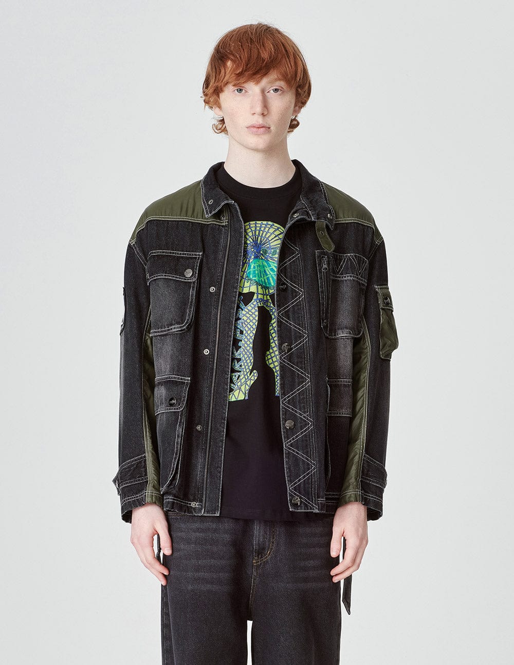 Unisex Patchwork Washed Denim Jacket