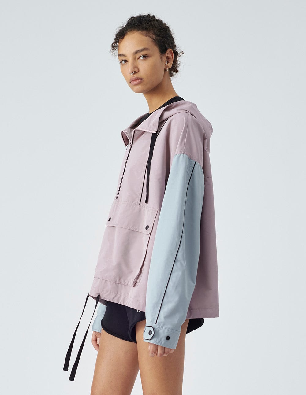 Unisex Hooded Colour-Block Sports Jacket