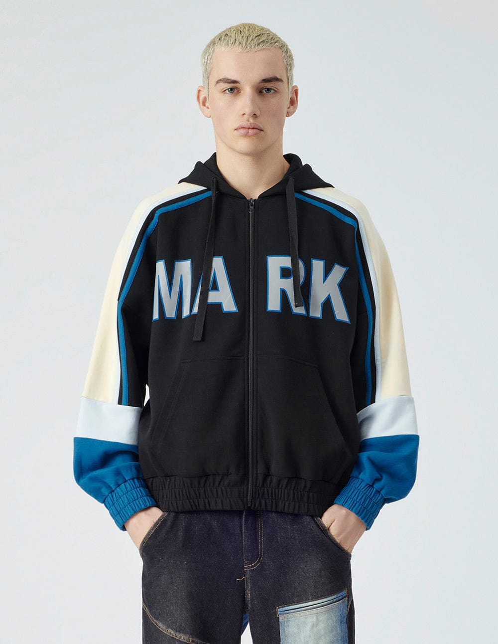 Unisex Hooded Print Zipper Jacket