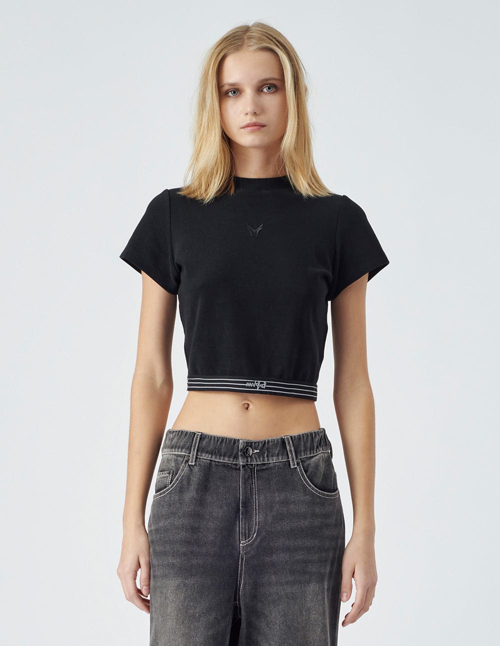 Women's Small Turtleneck All-Match Short Tight T-Shirt