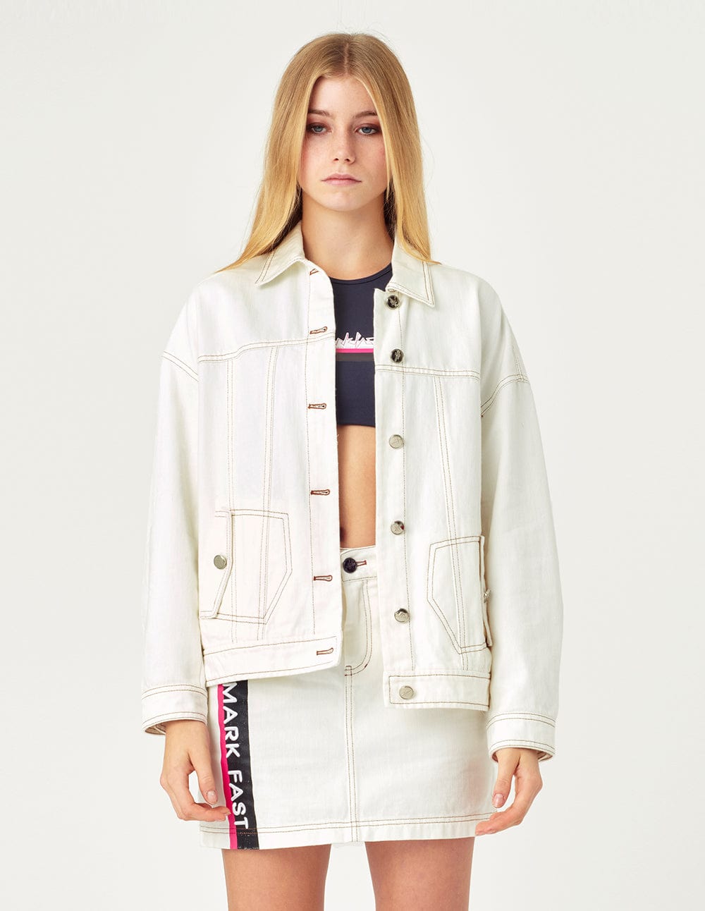 Women Printed And Embroidered Washed Denim Skirt