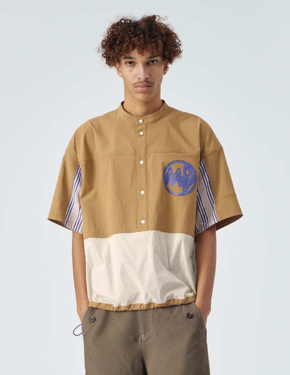 Men's Patchwork Drawstring Track Top