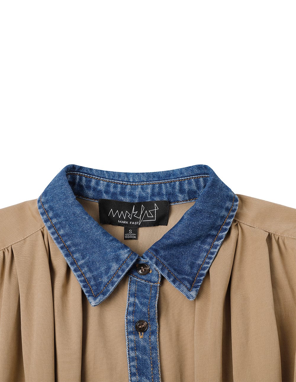 Ladies Fake Two Piece Shirt With Denim Dress