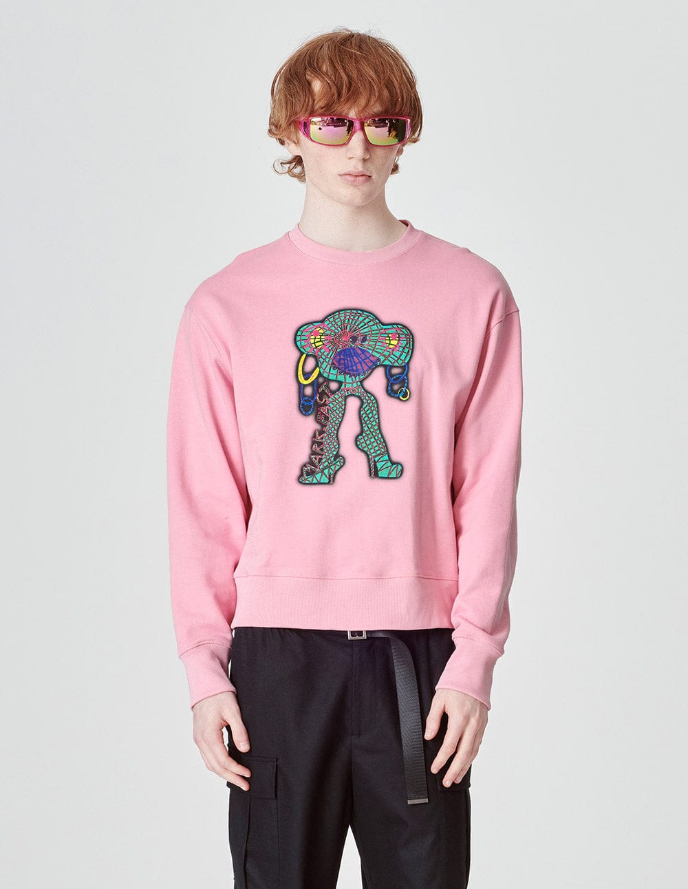 Unisex Style Pink Cotton Print Sweatshirt