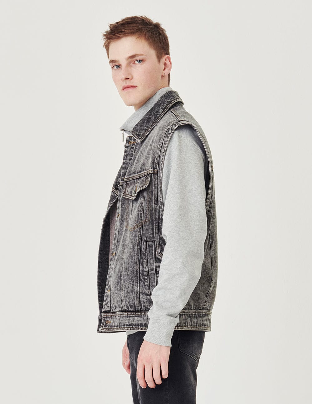 Couples Snowflake Wash Black Denim Vest