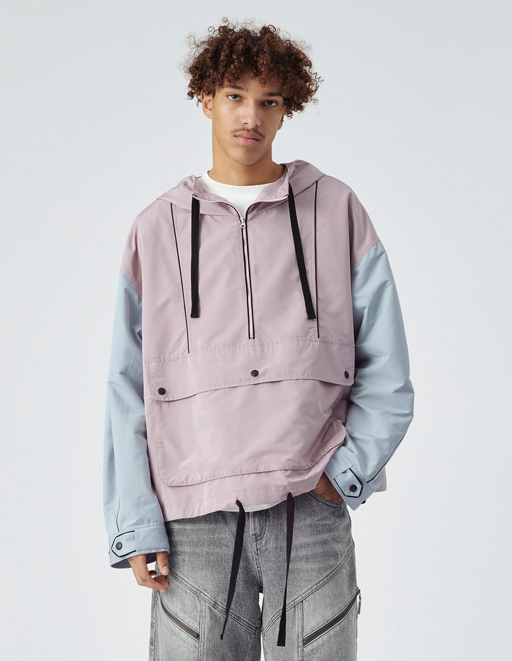 Unisex Hooded Colour-Block Sports Jacket