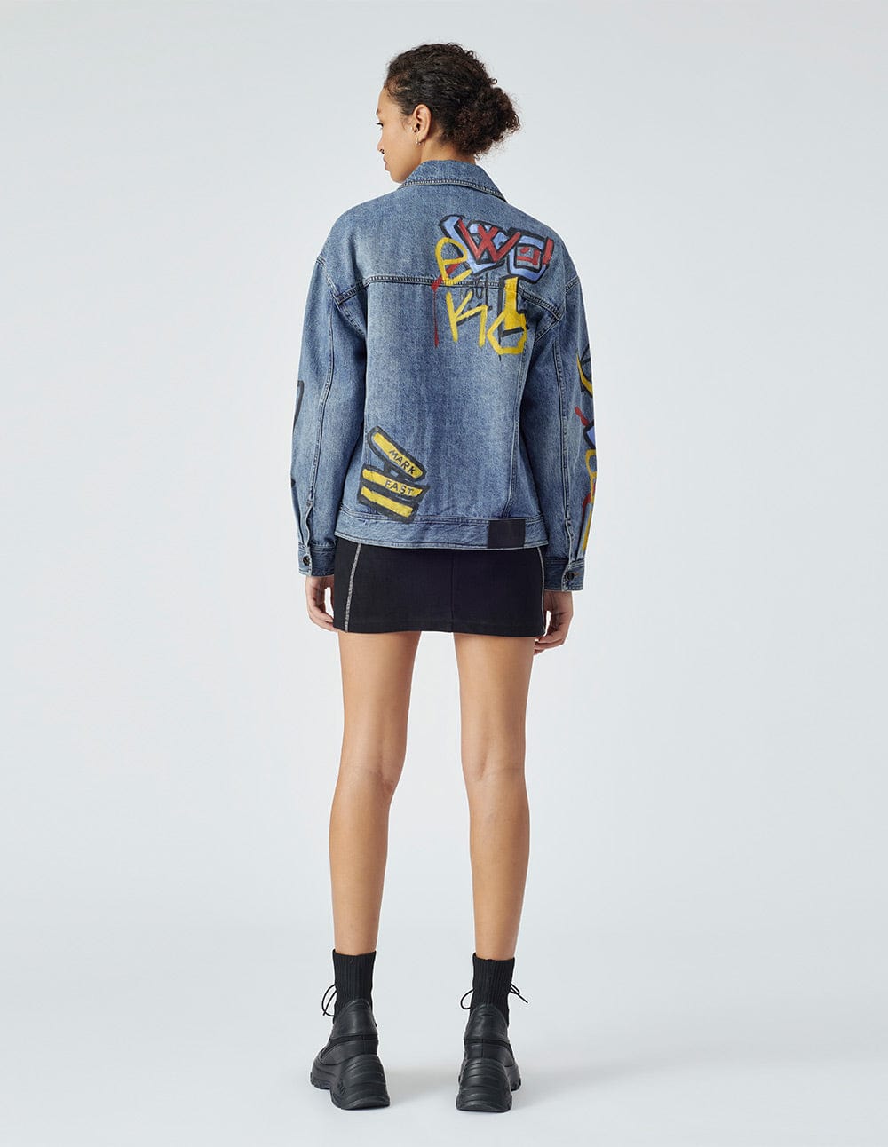 Unisex graffiti print denim jacket