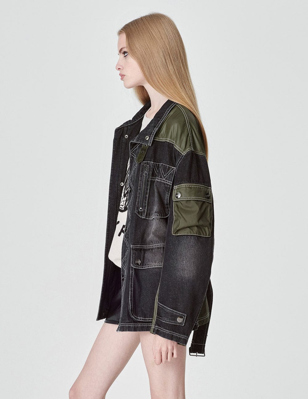 Unisex Patchwork Washed Denim Jacket