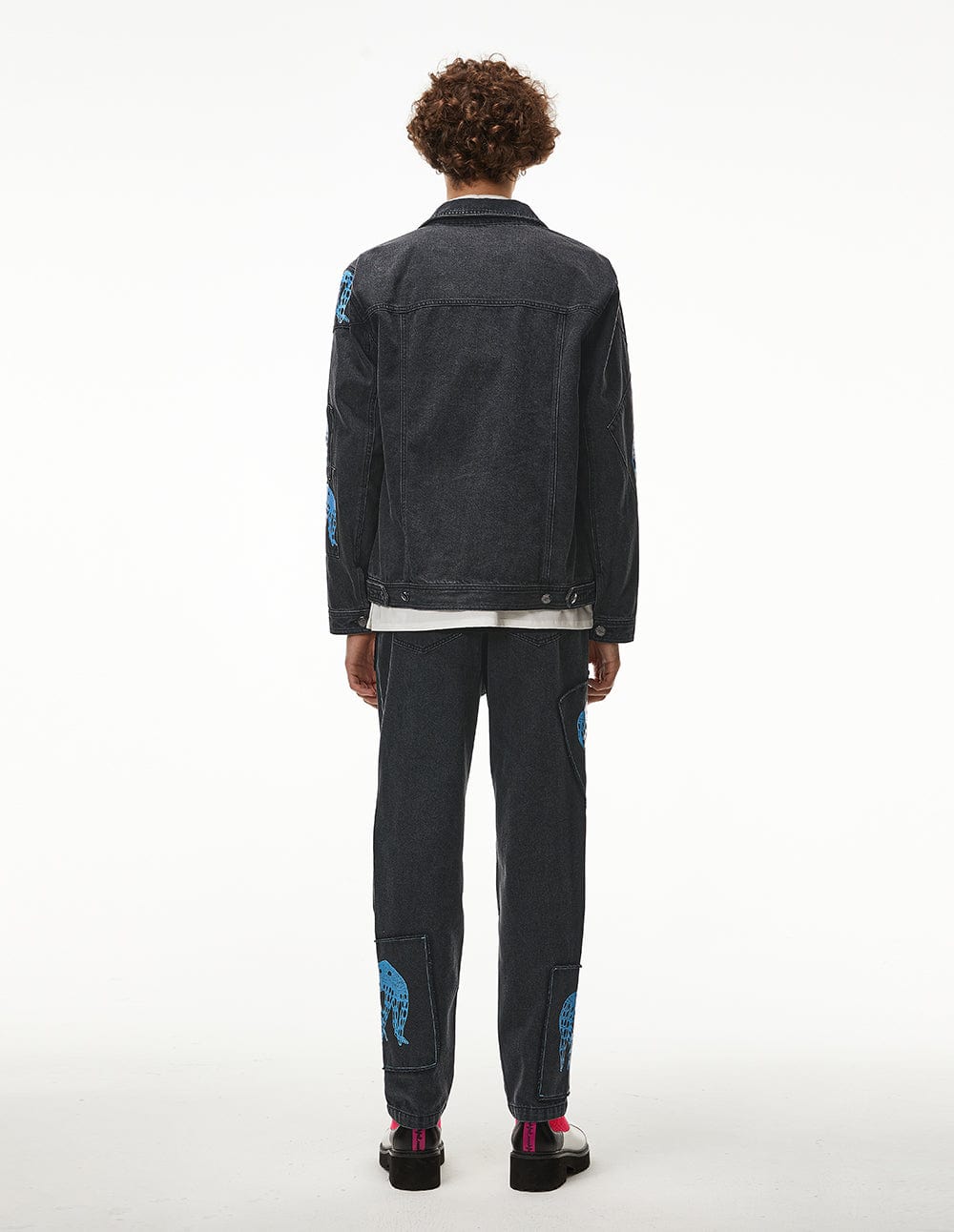 Men Printed Patch Denim Jacket