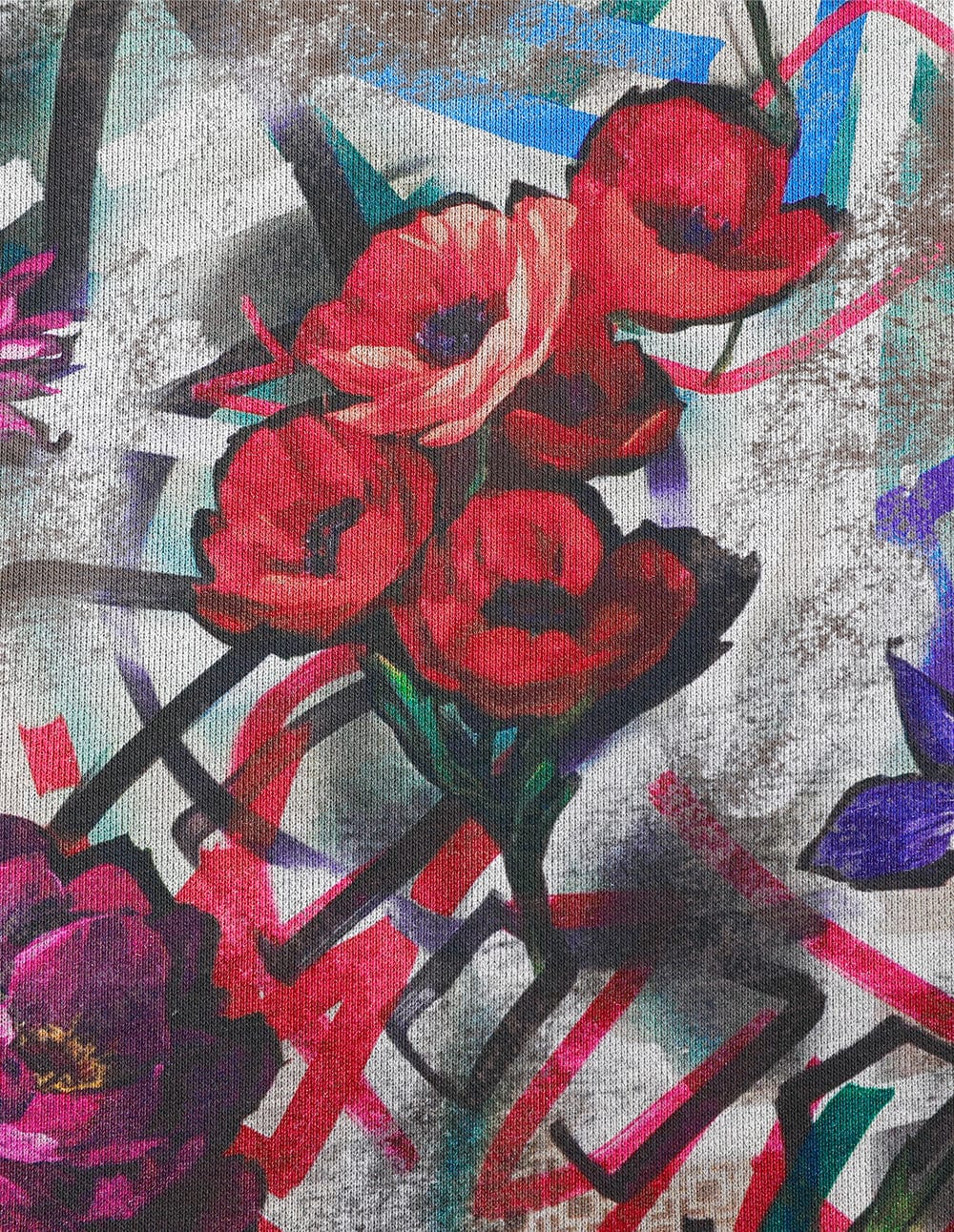 Unisex Couple Style Patchwork Graffiti Knitted Sweatshirt