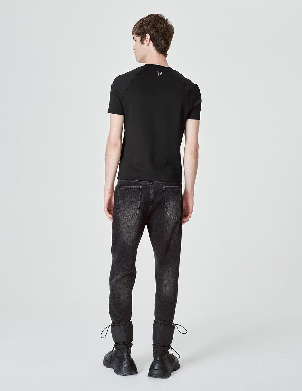 Men's Black Simple Air Cotton Round Neck T-Shirt