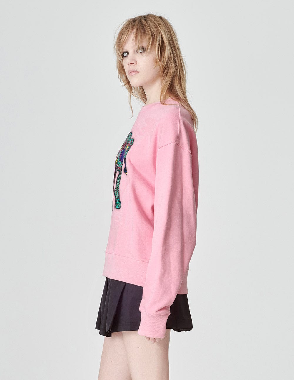 Unisex Style Pink Cotton Print Sweatshirt