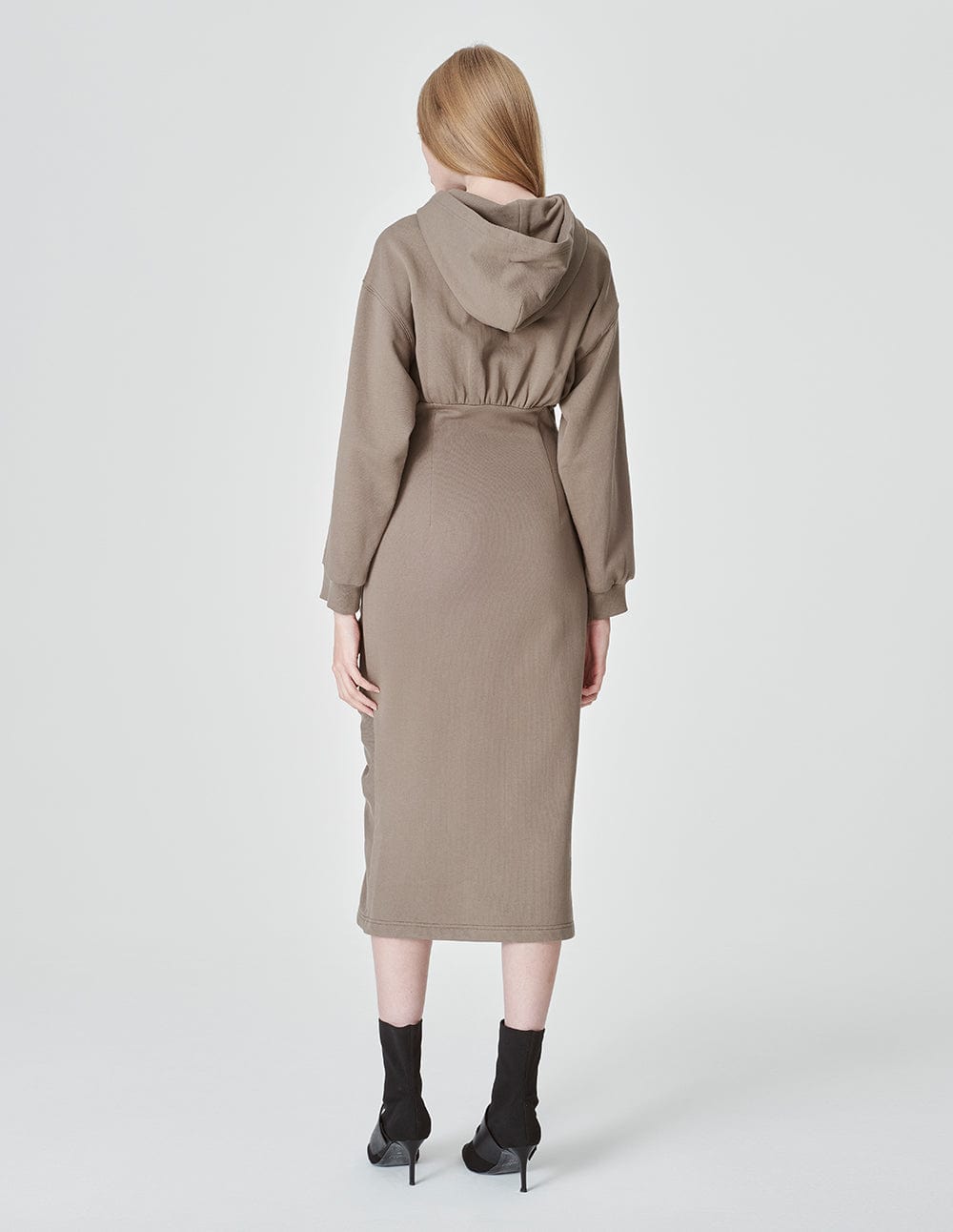 Women's Cotton Hooded Zipper Drawstring Dress