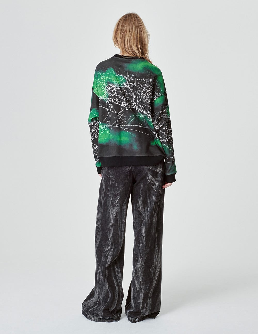 Couple Style Black Positioning Printed Cotton Sweater