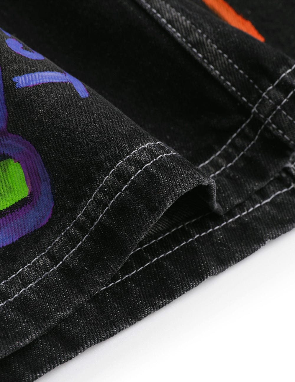 Graffiti Print Denim Short Skirt