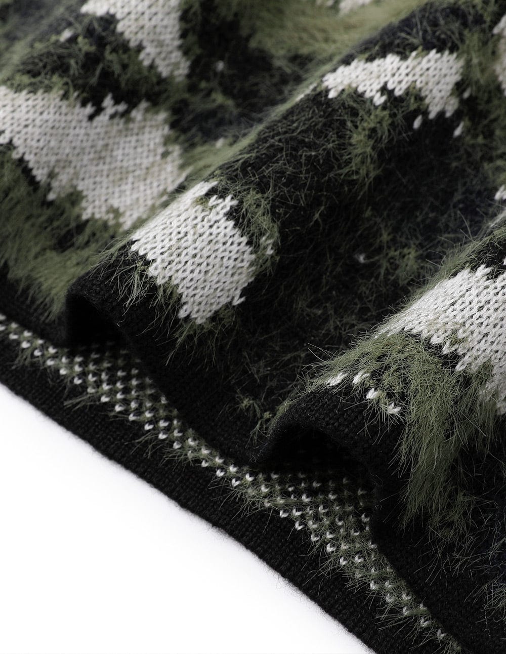 Ladies Camouflage Jacquard Off Shoulder Knit Sweater