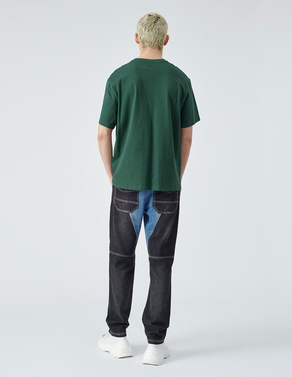 Unisex style dark green printed loose short-sleeved T-shirt