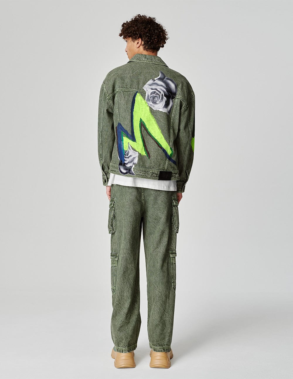 Unisex Hand-Painted Printed Washed Denim Jacket