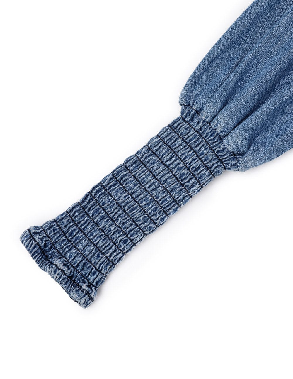 Women's Mid Blue Ruched Denim Dress