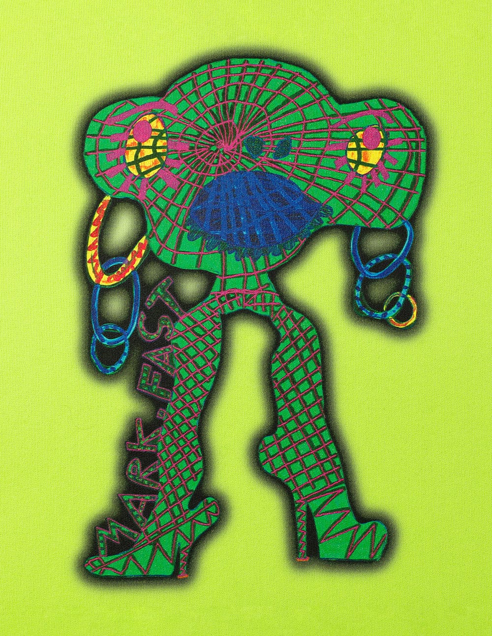 Unisex Style Fluorescent Green Cotton Print Sweatshirt