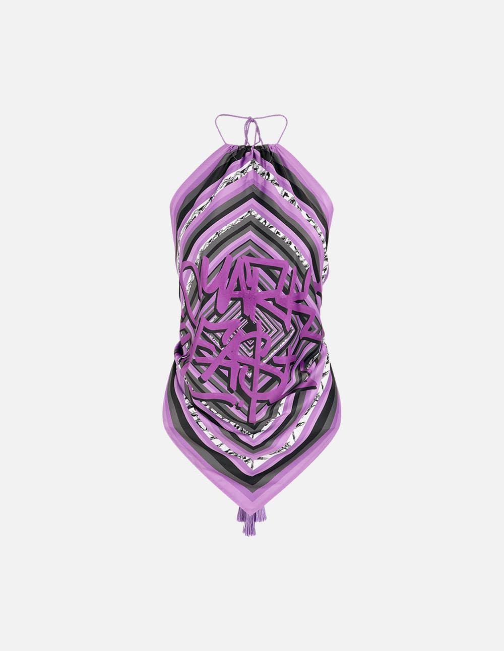 Ladies Silk Scarf Flower Halter Neck Strappy Vest