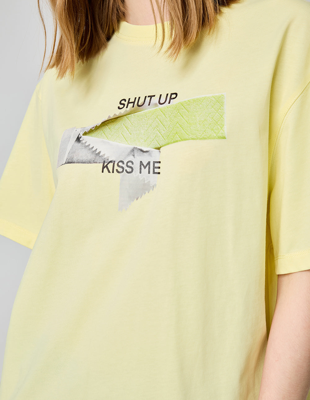 Couple Style Chewing Gum Slogan Printed T-Shirt