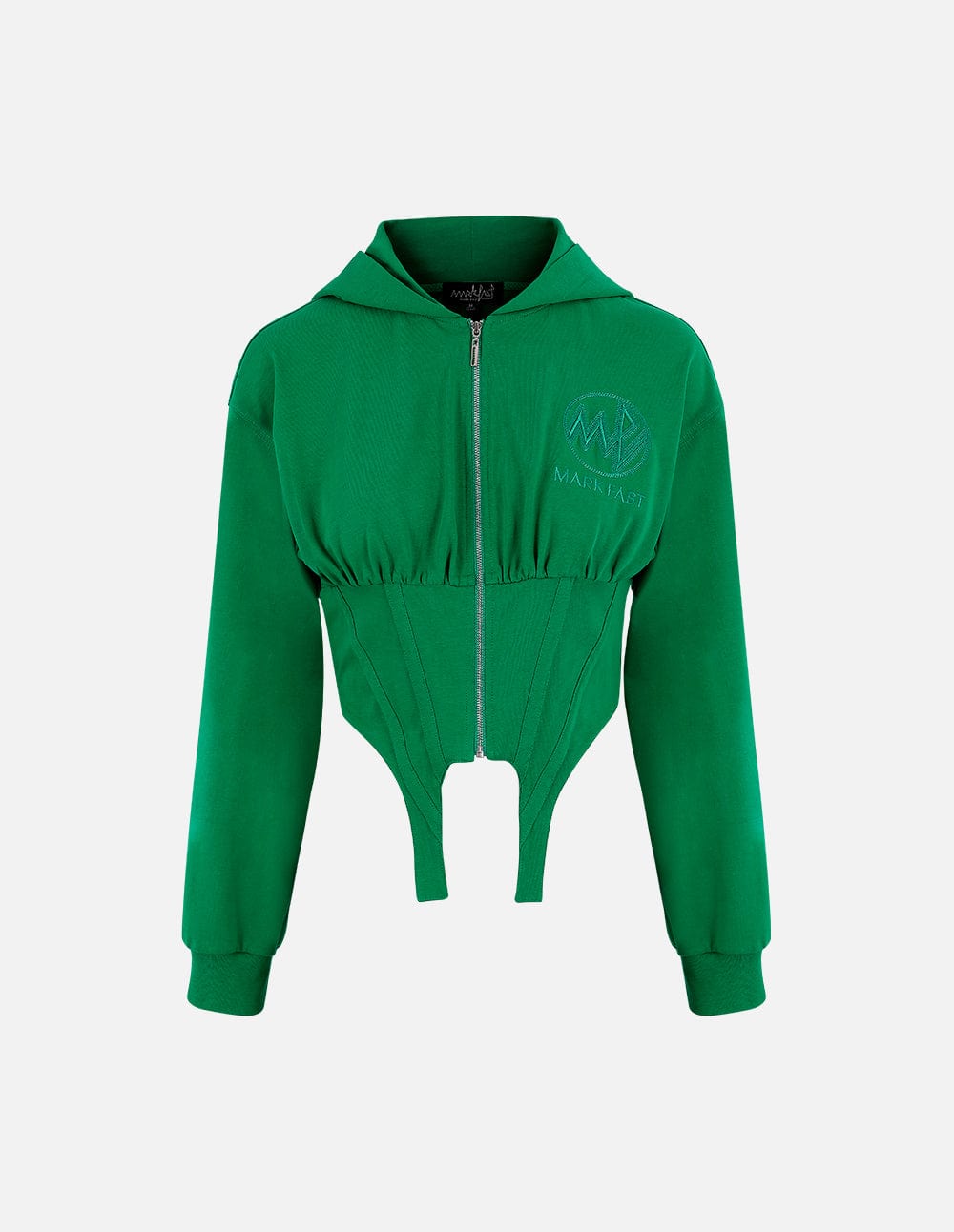 Women's Apple Green Bra Patchwork Hooded Sweatshirt