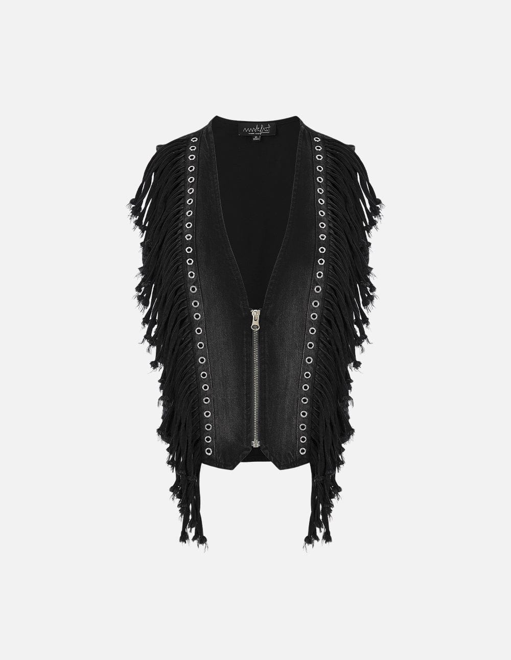 Women's Washed Denim Fringed Vest