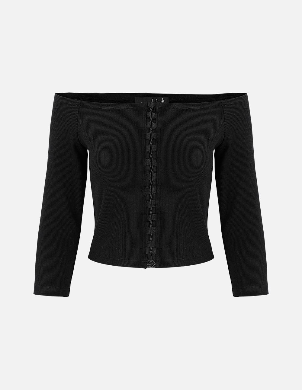 Women's One-Shoulder Cross Strap Knitted T-Shirt