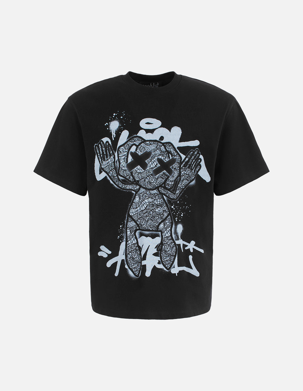 MF Unisex Threaded Small Round Neck Abstract Monster Print Loose Cotton T-Shirt