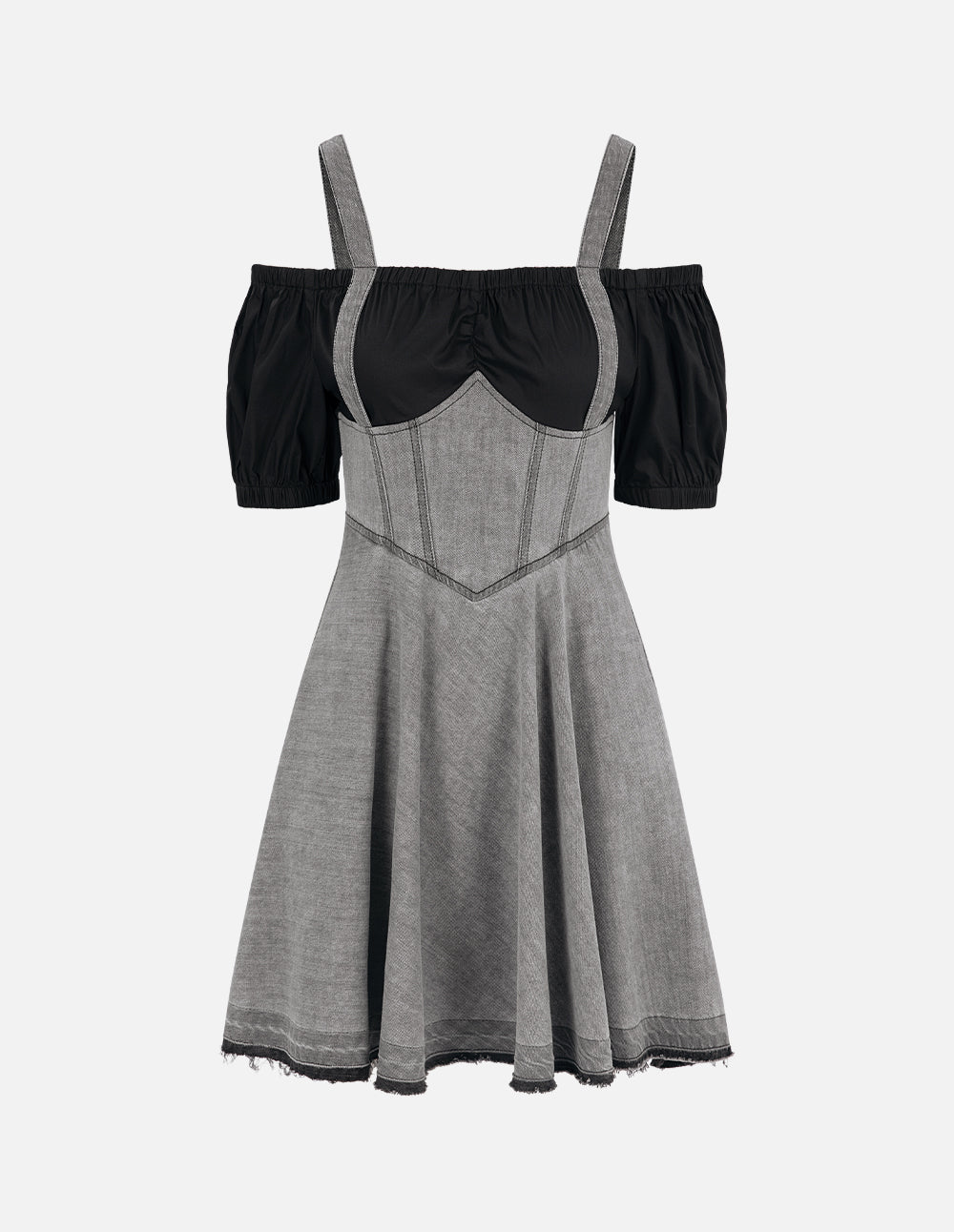 Women's Fake Two-Piece Off-Shoulder Denim Dress