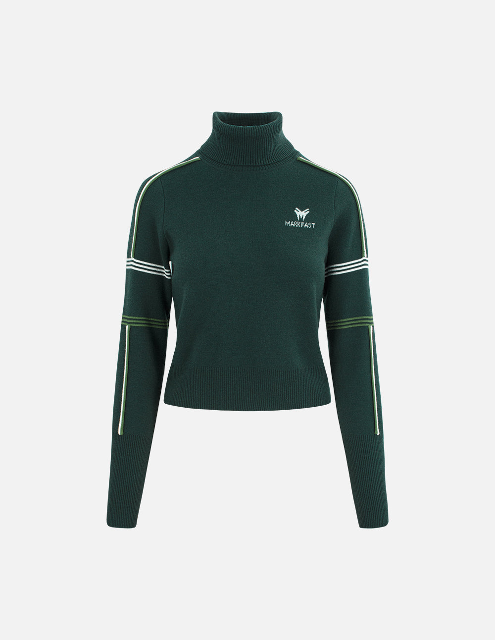 MF Retro Deep Sea Green Color Block Design High Neck Loose Knit Pullover