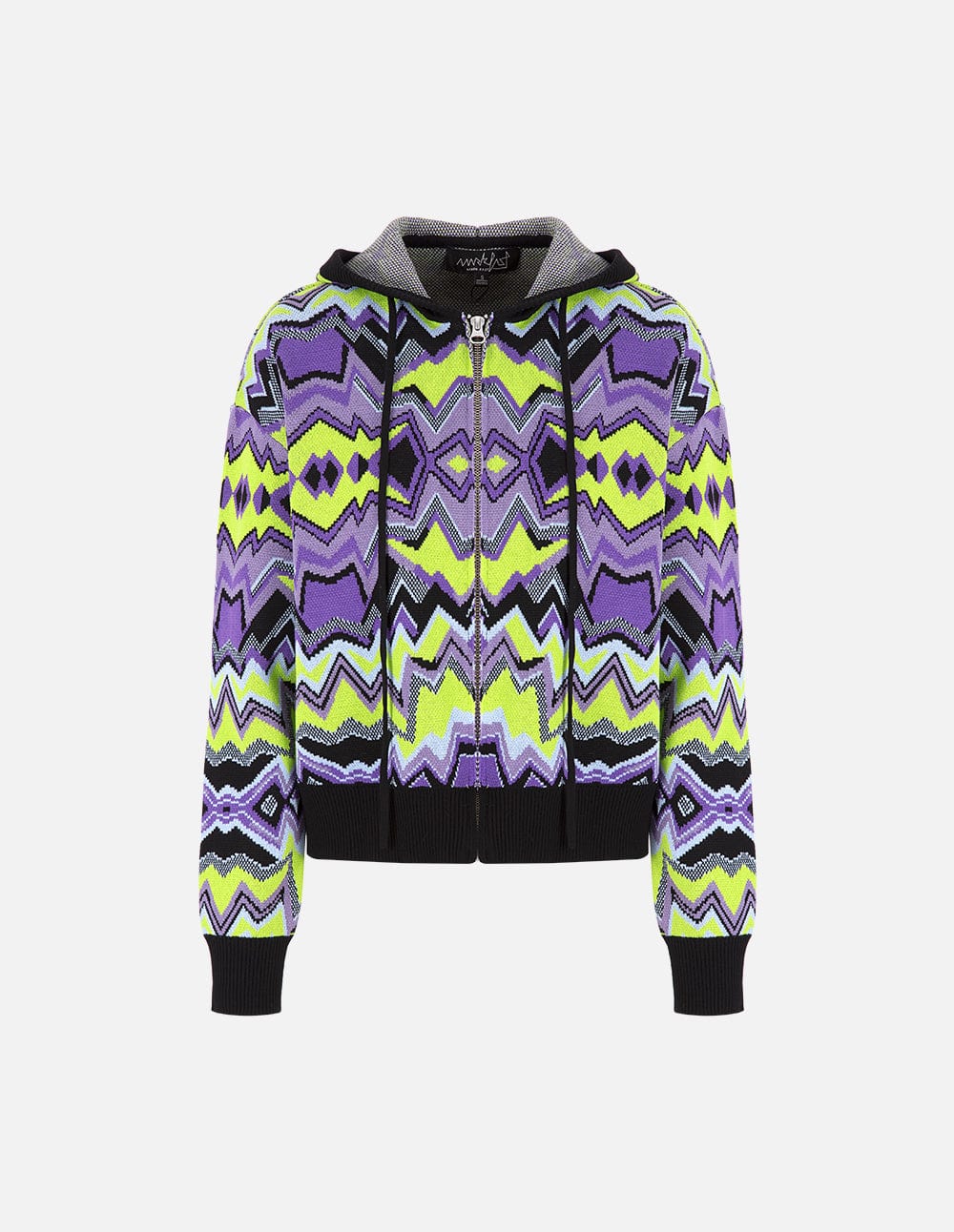 Women's Geometric Jacquard Hooded Knitted Jacket