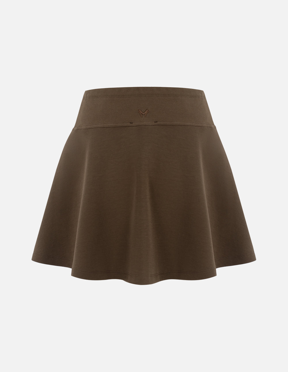 MF saddle brown threaded waist simple A-line short skirt