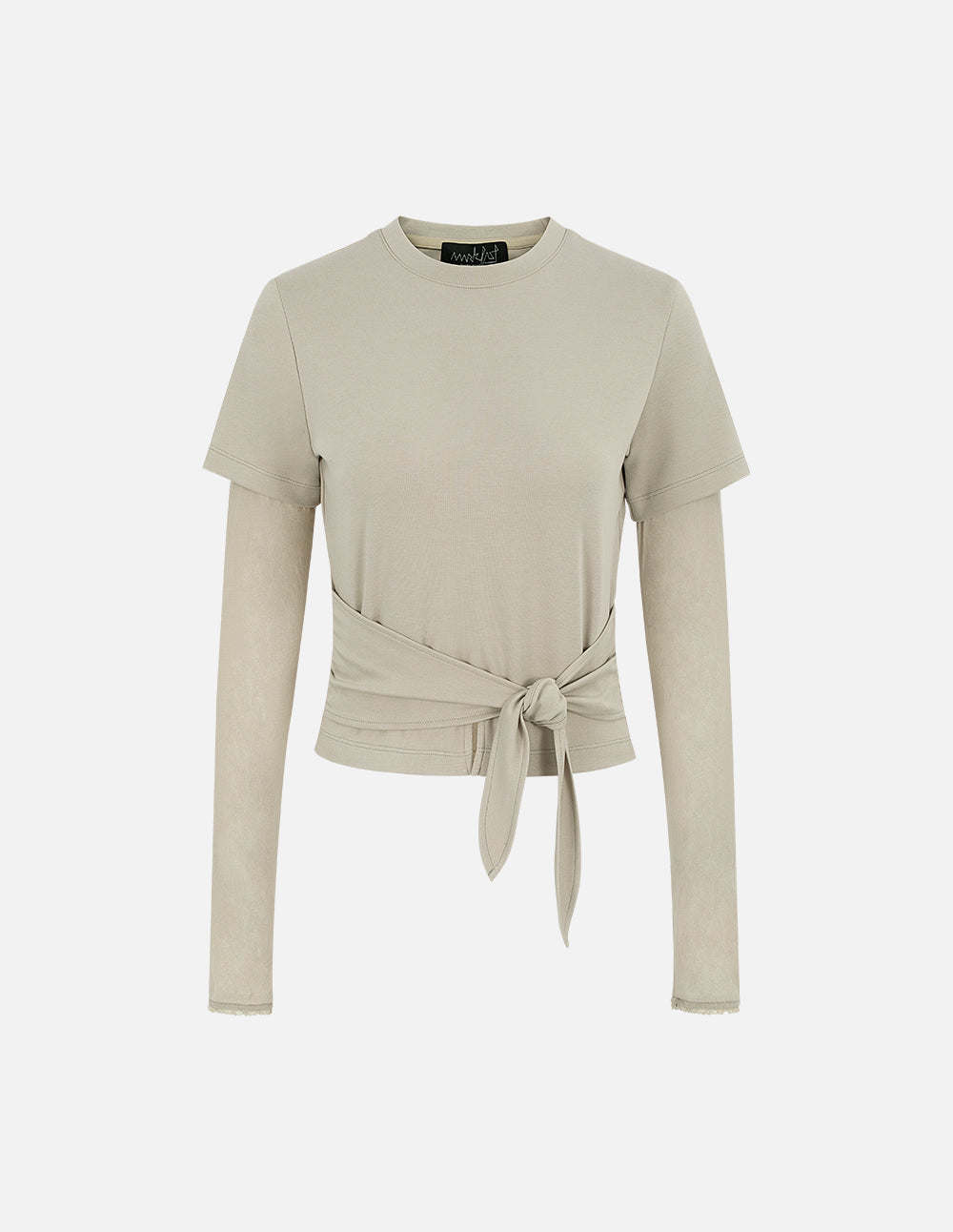 Ladies Fake Two Piece Light Brown Strappy Sweater